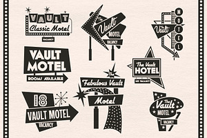 Vintage Motel Sign Set