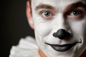 Portrait of a mime-style clown with, a Person Photo by MistyDay