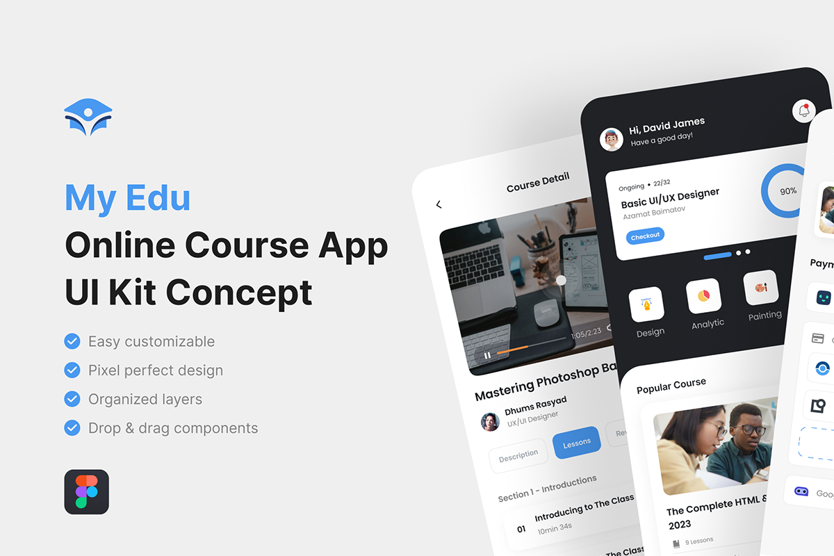 My Edu - Online Course App UI Kit, an UI Kit Template by iDoodle Studio