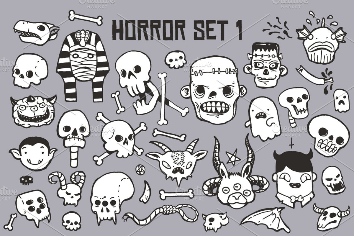 Hand Drawn Horror - Set 1, a Graphic by Devil's Lab