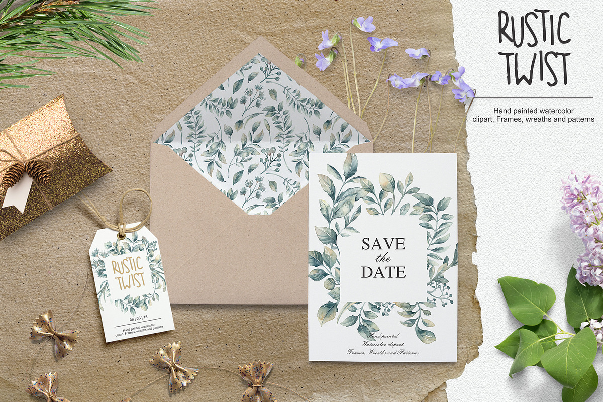Rustic Twist (Watercolor Clipart), an Illustration by Soir Creative (Photo 2 of 7)