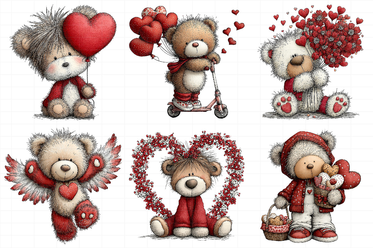 Valentine Teddy Bear Set, an Illustration by Daily.Designs (Photo 5 of 8)