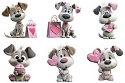 Whimsical Valentine Cute Dog Clipart, an Illustration by CraftArtStudio (Thumbnail 4 of 6)