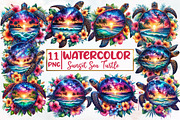 Sunset Sea Turtle Sublimation, an Illustration by Designworld (Thumbnail 1 of 4)