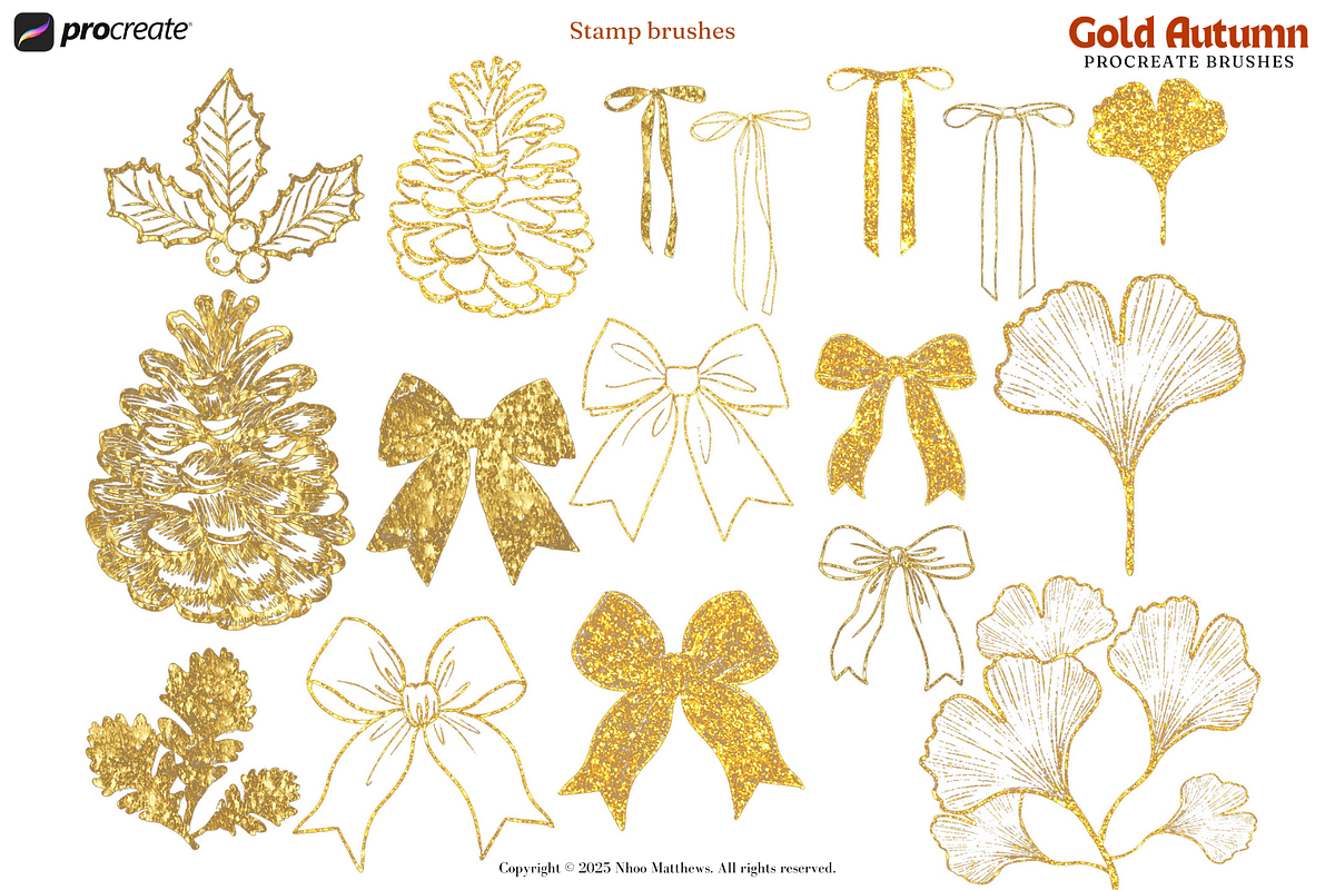 Procreate Gold Autumn Metallic Brush, a Brush Add-On by Fashion Workshop Bkk (Photo 9 of 13)