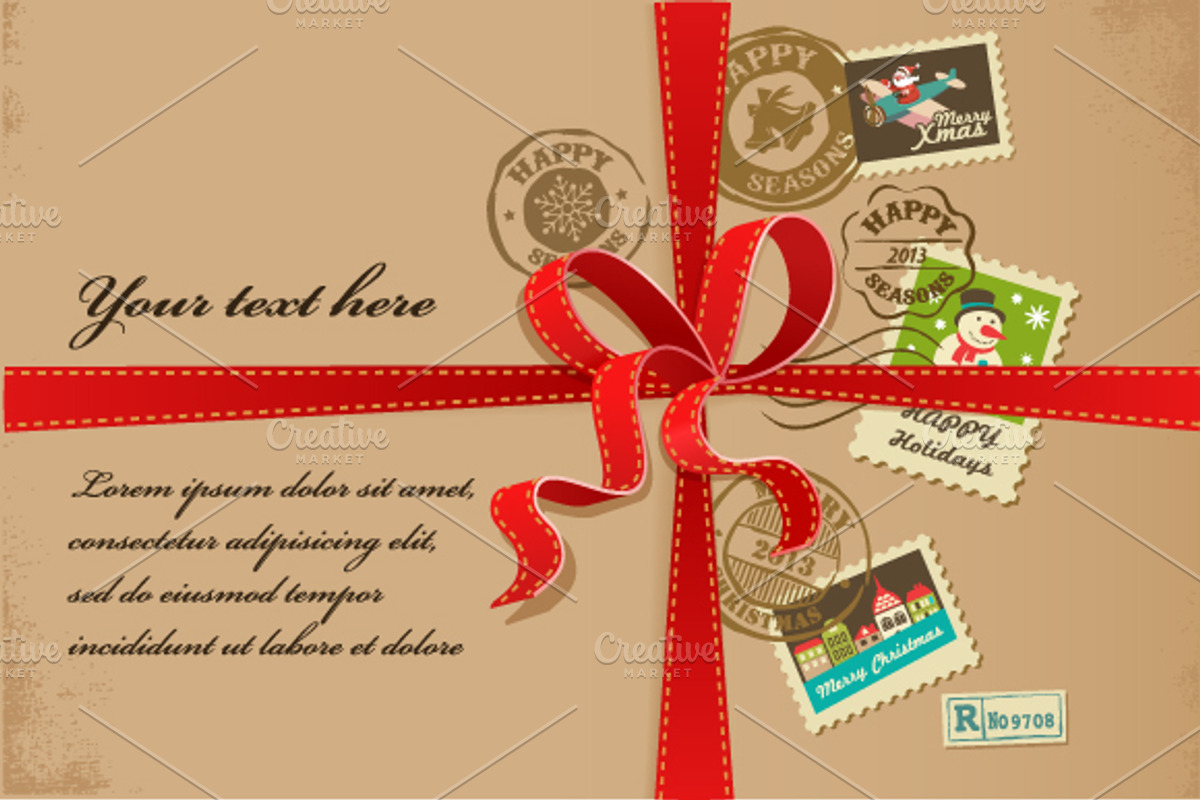 Xmas greeting cards with stamps, a Decorative Illustration by Marish (Photo 1 of 3)