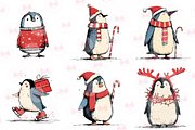 Christmas Penguin Clipart, an Illustration by Markicha Art (Thumbnail 5 of 6)