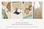 iPhone MacBook Tote Bag Book Mockups, an iPhone Mockup by Feel This (Thumbnail 3 of 9)