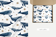 Magic ocean whales. Blue and gold, an Animal Illustration by Cute And Wild (Thumbnail 6 of 6)