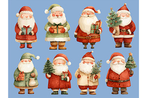 Christmas santa claus characters set
