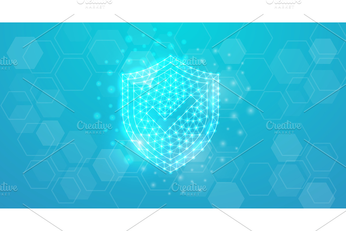 Shield with check mark low poly, an Object Illustration by GraphiShop
