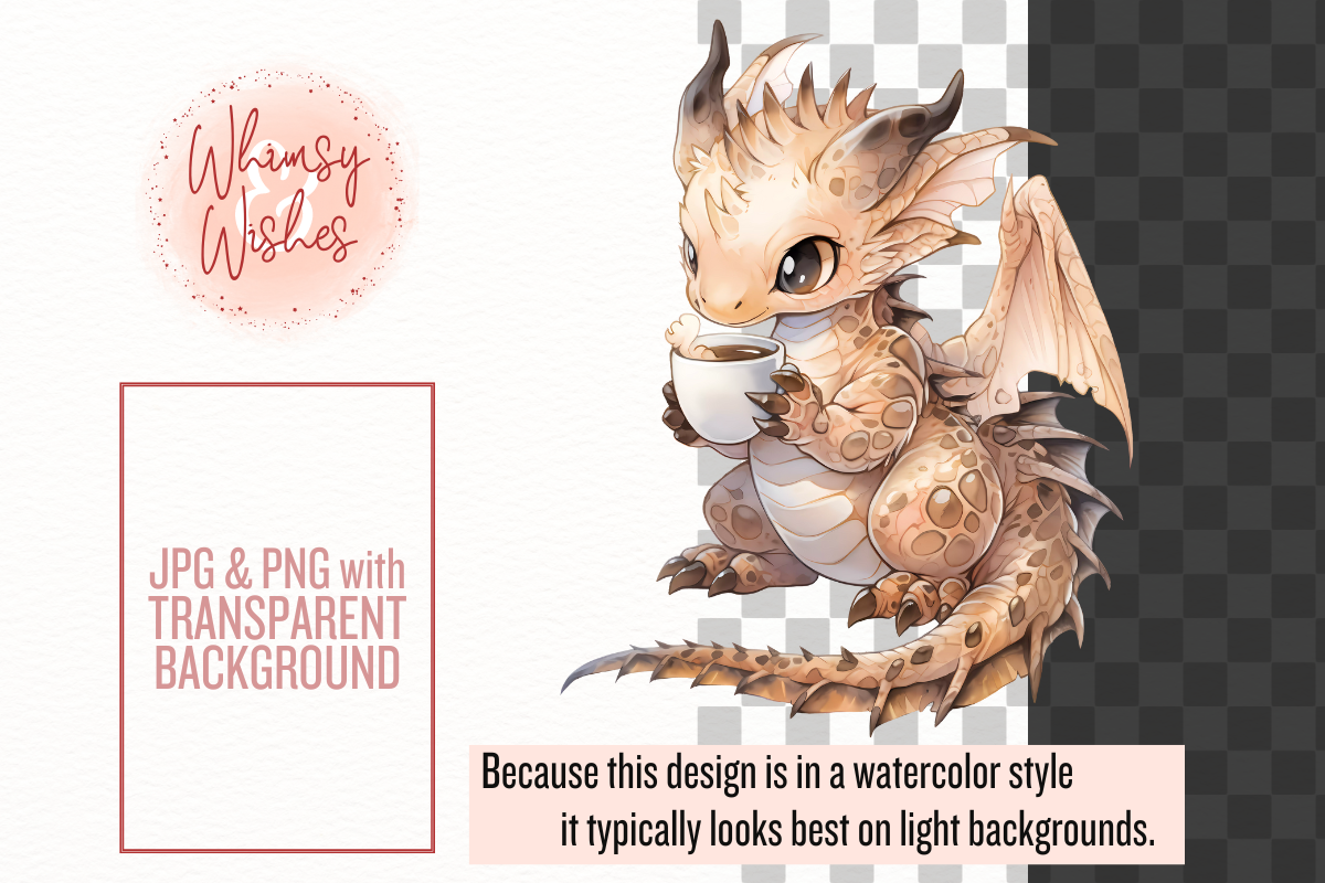 Dragons and Coffee Clip Art, a Food Illustration by Whimsy & Wishes (Photo 3 of 9)