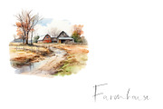 Watercolor farm clipart, fall png, an Object Graphic by KomtsyanTatyanaArt (Thumbnail 5 of 5)