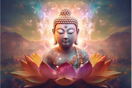 Cute Buddha in lotus flower, a Nature Photo by Ylivdesign
