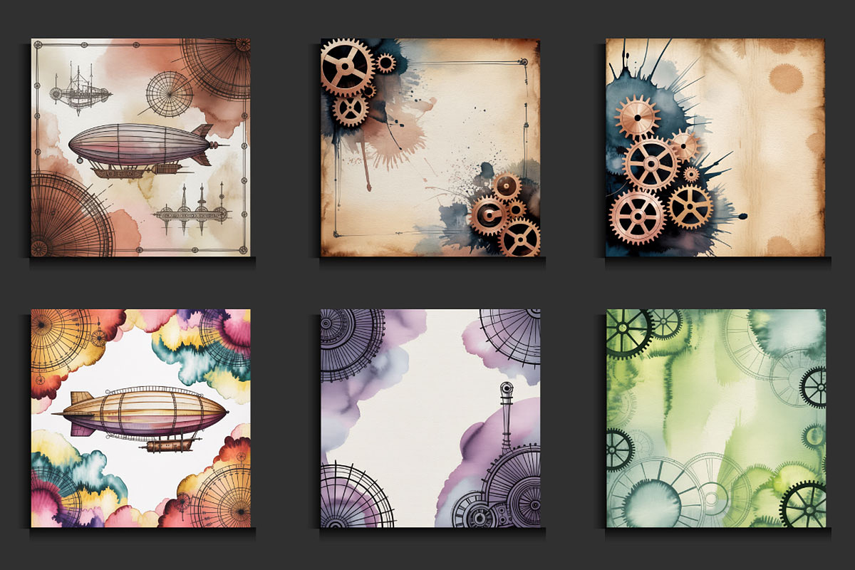 Watercolor Steampunk Paper Backgroun, a Background Graphic by protabsorkar11 (Photo 3 of 4)