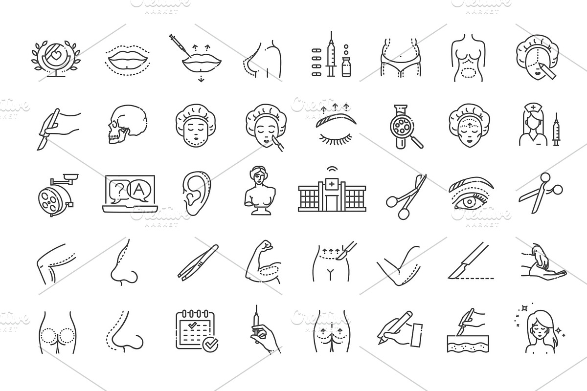 Set of Cosmetic Surgery icons, a Healthcare Illustration by Tettygreen (Photo 2 of 3)