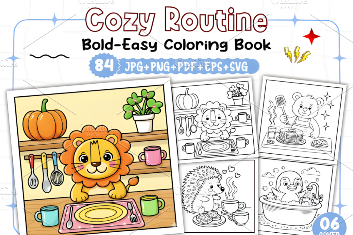 Cozy Routine Coloring Pages for Kids, a Decorative Illustration by Ink Gallery (Photo 1 of 9)