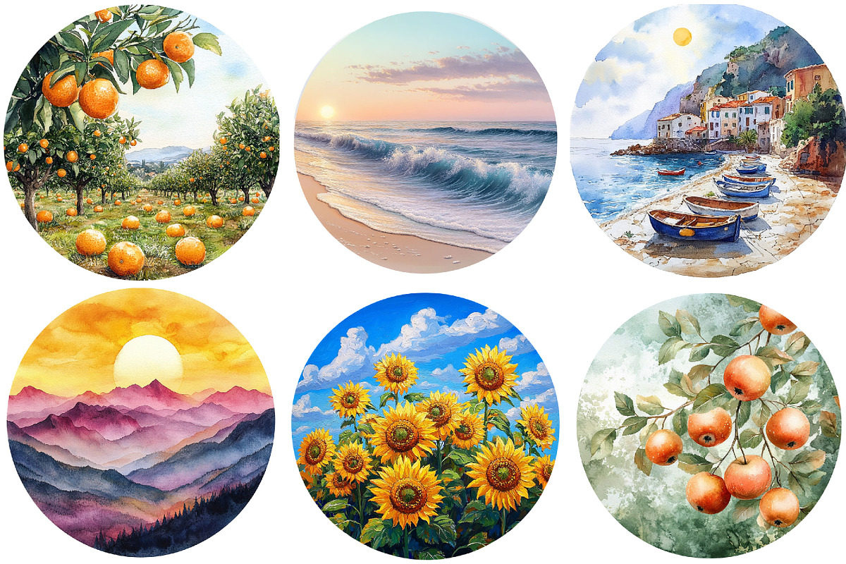 Nature & Landscape Watercolor Bundle, an Illustration by Pixels.Craft (Photo 3 of 6)