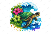 Sea Turtle Tropical Ocean Summer PNG, an Illustration by Designking (Thumbnail 1 of 6)