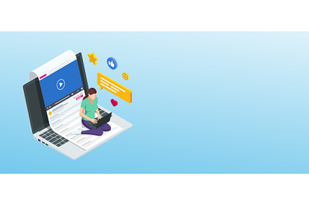 Isometric video conference. Online, an Education Illustration by Golden Sikorka