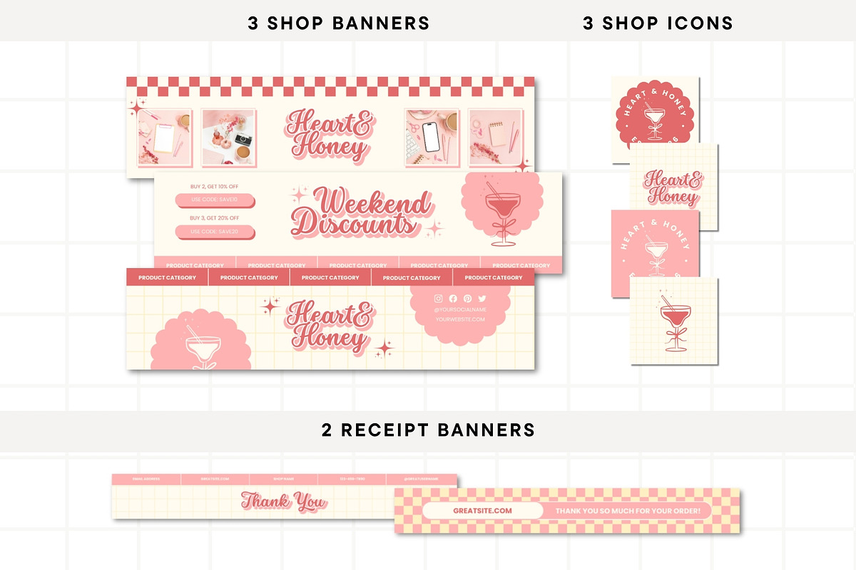 Pink Etsy Shop Branding Kit, a Branding & Logo Template by Anna Design Studio (Photo 3 of 6)