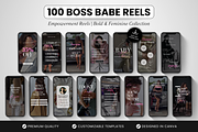 100 Boss Babe Reels Templates, a Social Media Template by DigiPax (Thumbnail 1 of 10)