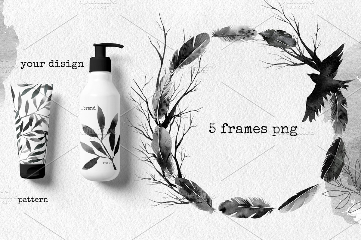 Watercolor set Dark Forest, an Illustration by Noli Molly Store (Photo 7 of 11)