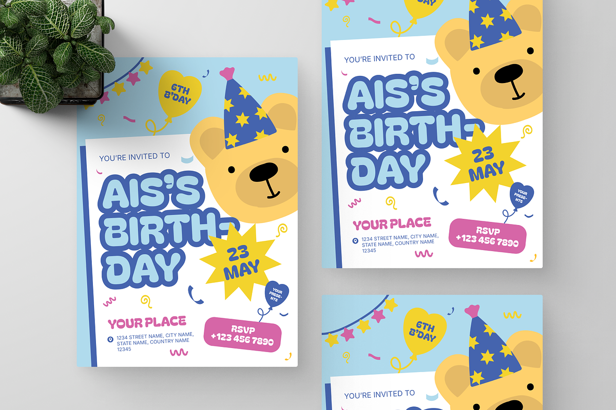 Colorful Kids Birthday Invitation, a Flyer Template by Annora Studio (Photo 4 of 6)