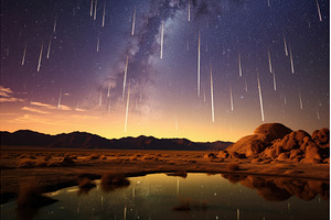 meteor shower over desert landscape, a Nature Photo by Sergey Kotenev