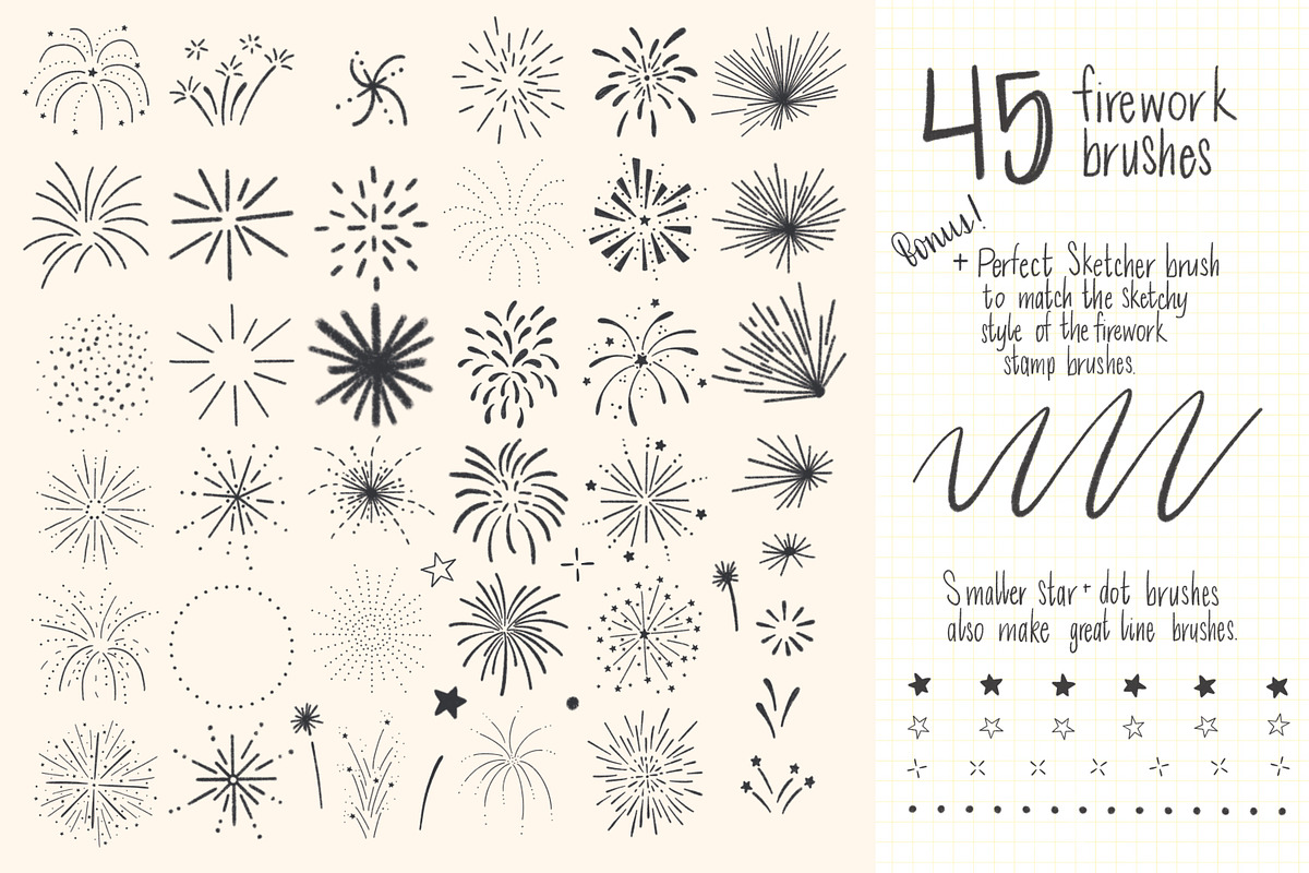 Fireworks Procreate Stamp Brush Set, a Brushes & More by Sometimes Crafter Studio (Photo 2 of 3)