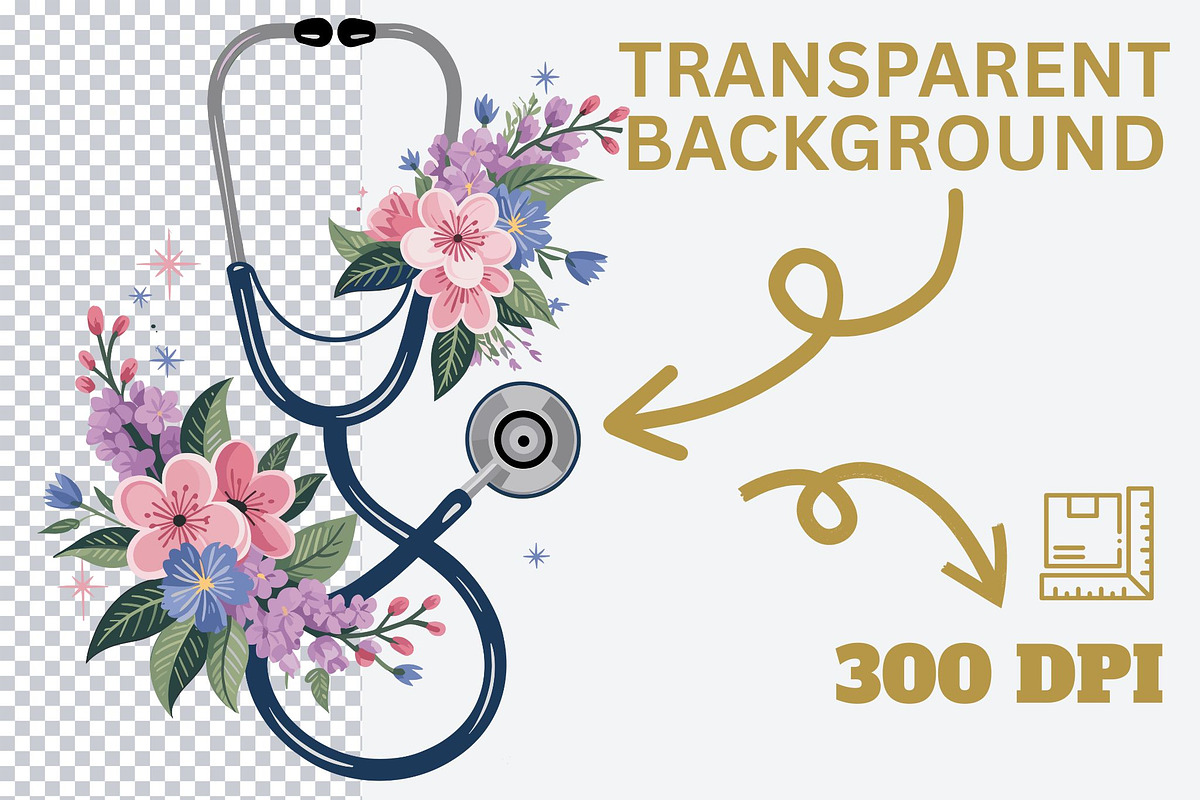 Floral Stethoscope PNG – Medical, an Illustration by iloveTemplate (Photo 3 of 5)