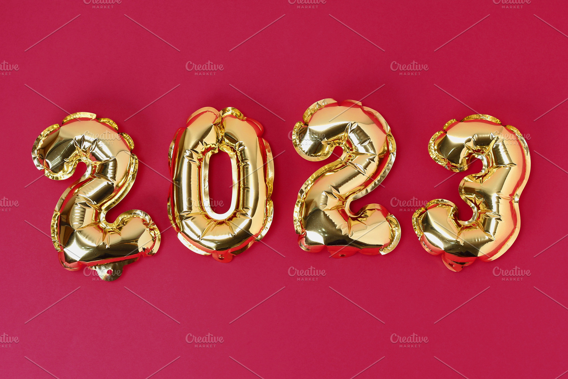 Viva magenta color of the year 2023. New Year 2023. Foil balloons numbers 2023, an Arts & Entertainment Photo by Detriana