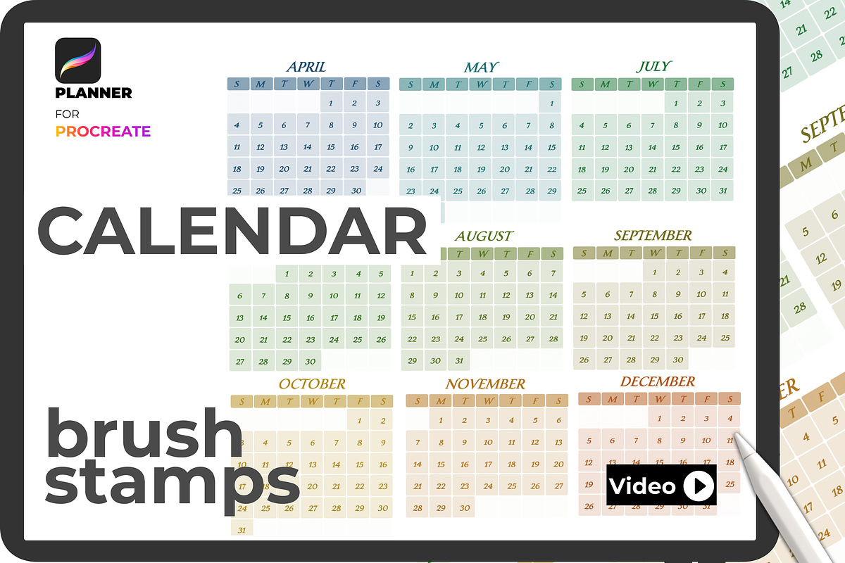 Planner Сalendar Procreate stamps, a Brush Add-On by Graphics Resources (Photo 2 of 2)
