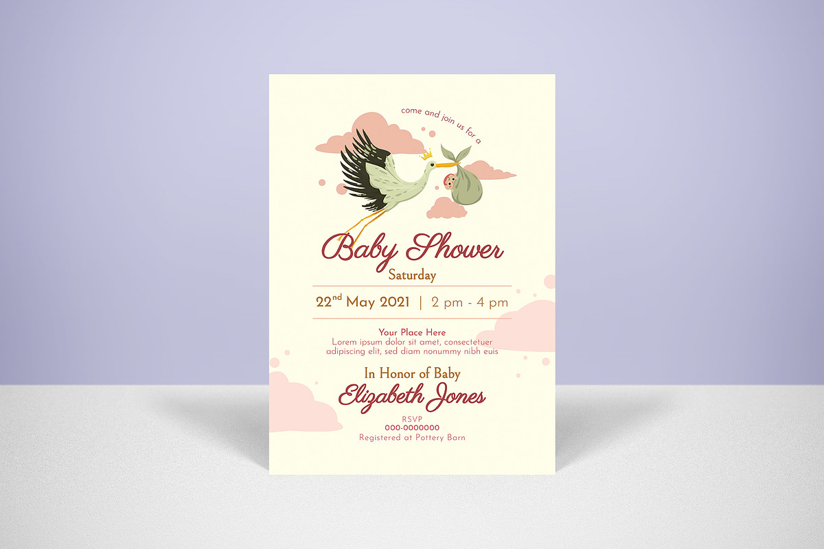 Baby Shower Invitation, an Invitation Template by graphicook (Photo 3 of 3)