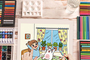 Cat Bestie Coloring Book Pages, an Illustration by one-touch (Thumbnail 13 of 15)