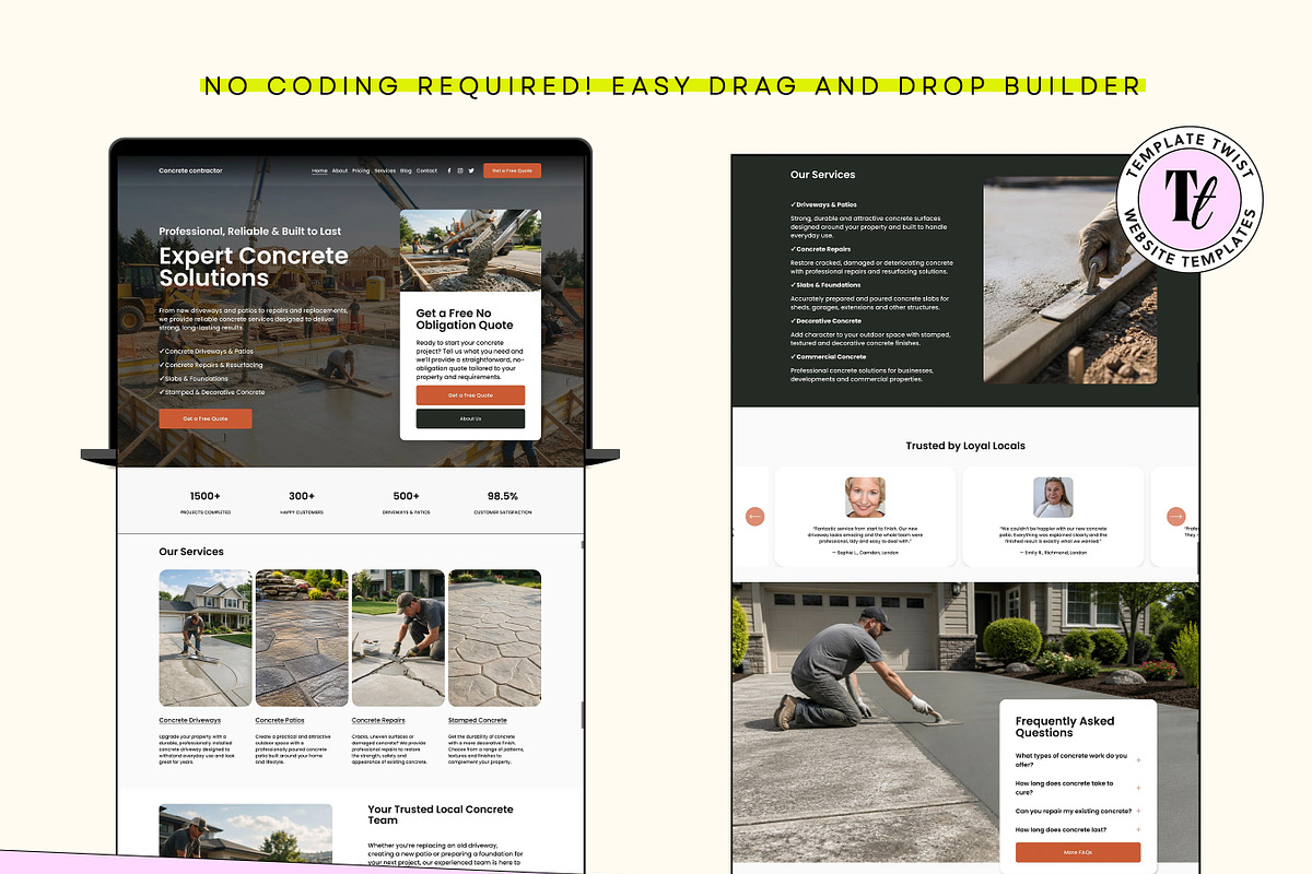 Concrete Contractor Website Template, a Squarespace Template by Template Twist Shop (Photo 6 of 9)