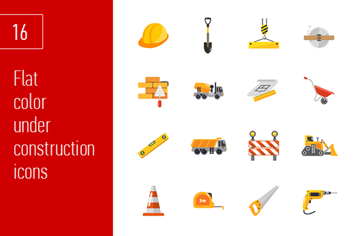sixteen under construction icons, an Outline Icon by Anton