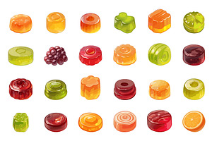 Cartoon set of bright juicy jelly, a Food Illustration by LadadikArt