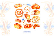 Watercolor Bread clipart, a Food Illustration by NataliMiasStore (Thumbnail 2 of 5)