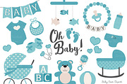 Vintage Blue Baby Clipart, an Illustration by Amanda Ilkov (Thumbnail 1 of 2)