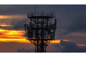 Telecommunication tower silhouette