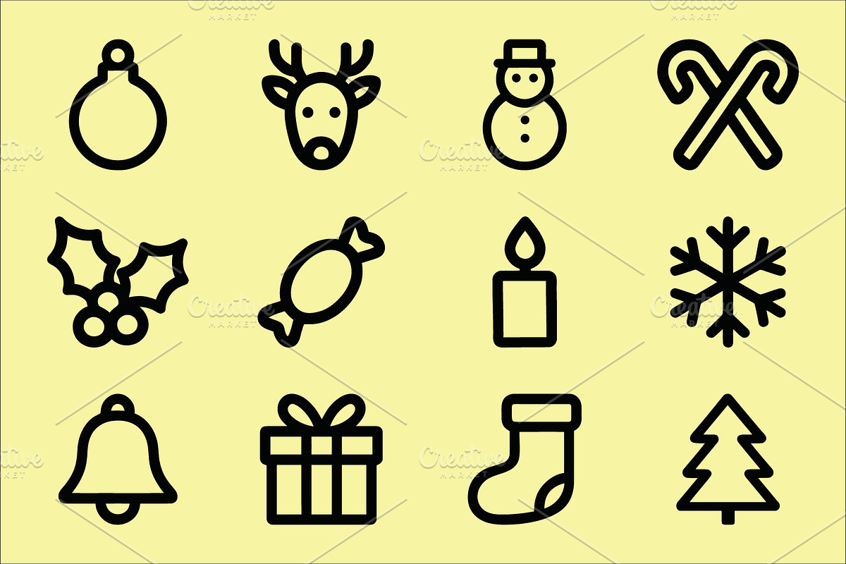 Christmas Vector Illustration, an Outline Icon by Vectorium Studio (Photo 1 of 2)