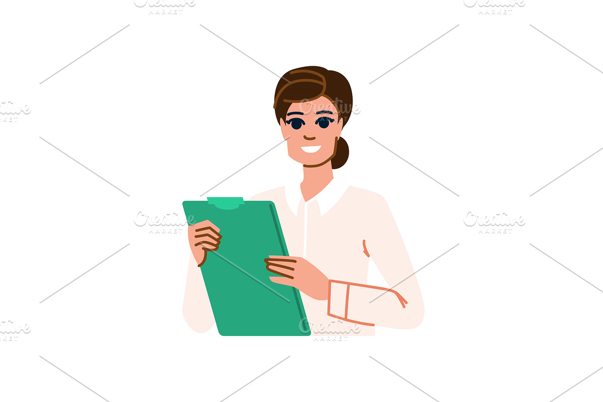 Smiling businesswoman holding, a Person Illustration by pikepicture