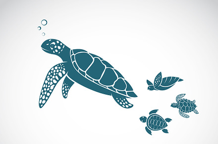 Vector of turtles family design., an Outline Icon by yod67
