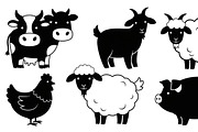 Cute Farm Animal Silhouette Bundle, an Illustration by hafijul (Thumbnail 38 of 51)