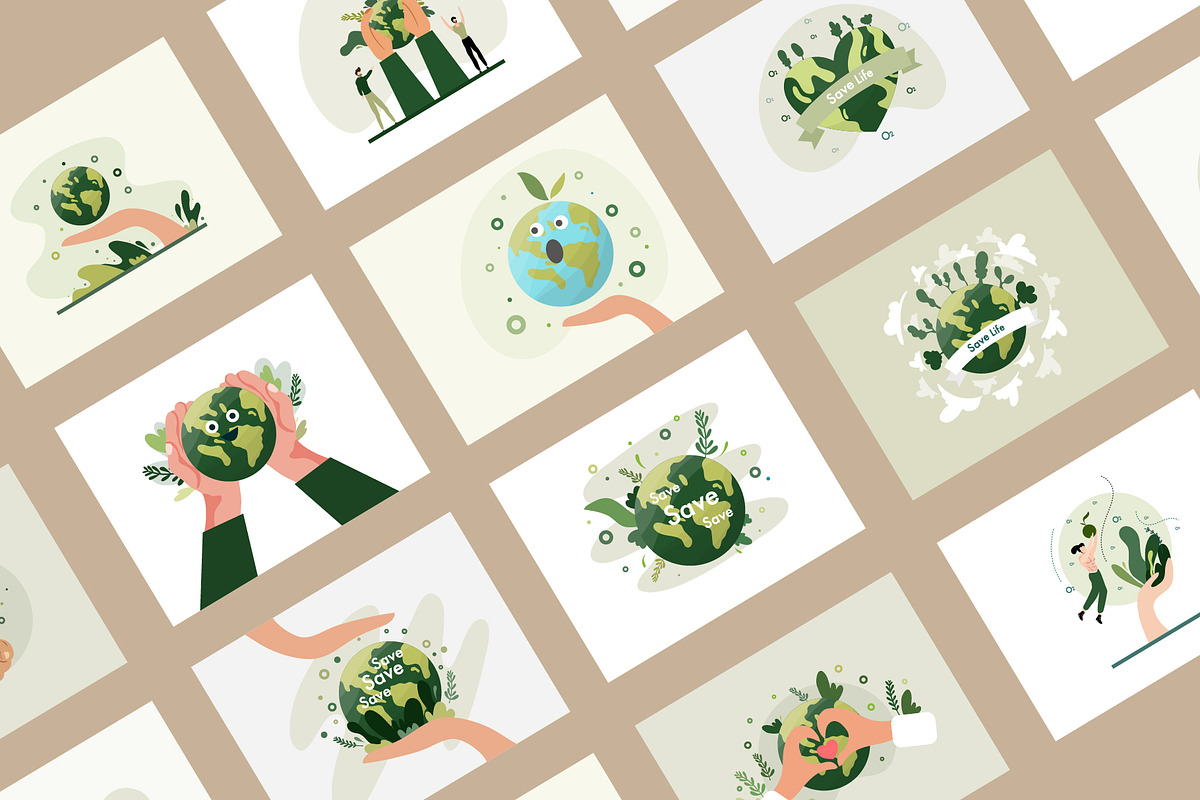 Earth day illustration vector set, an Education Illustration by foxndeer (Photo 2 of 4)