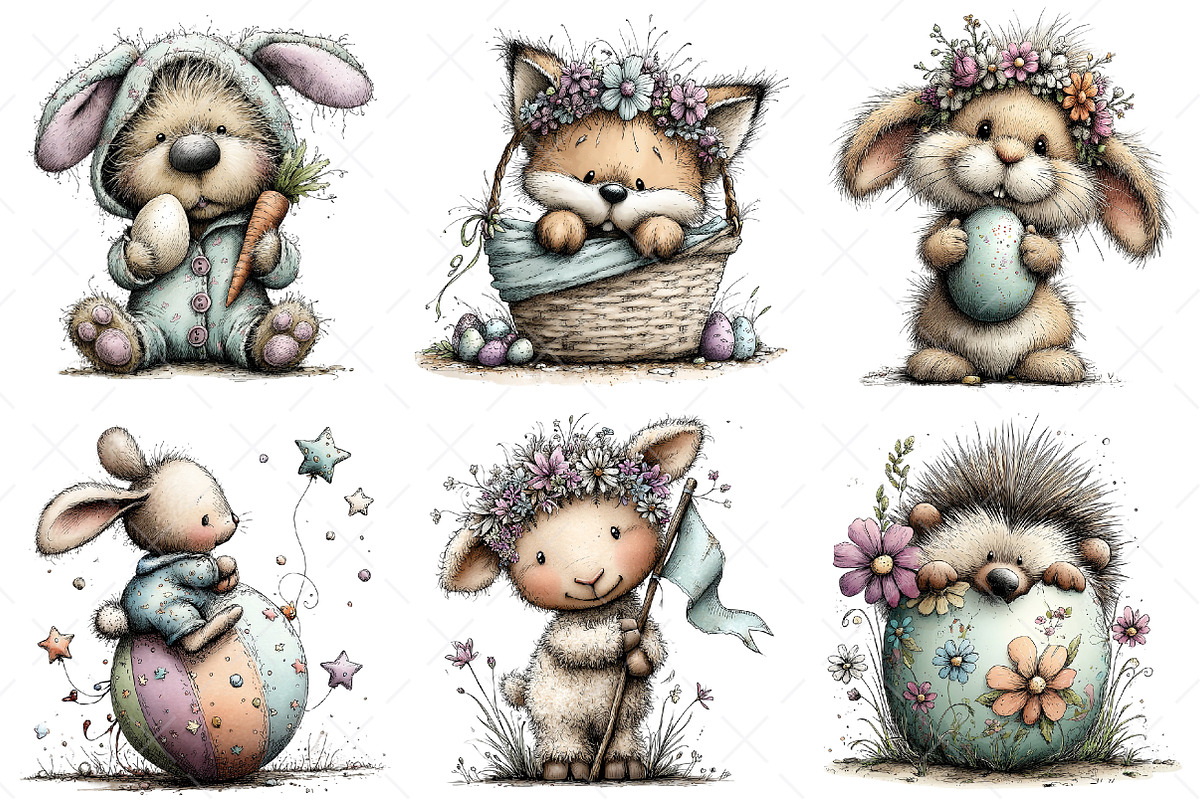 Whimsical Easter Animals Clipart, an Illustration by Craft Nest (Photo 5 of 11)