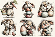 Whimsical Bunny Easter Clipart, an Illustration by DreamCafeArt (Thumbnail 3 of 6)