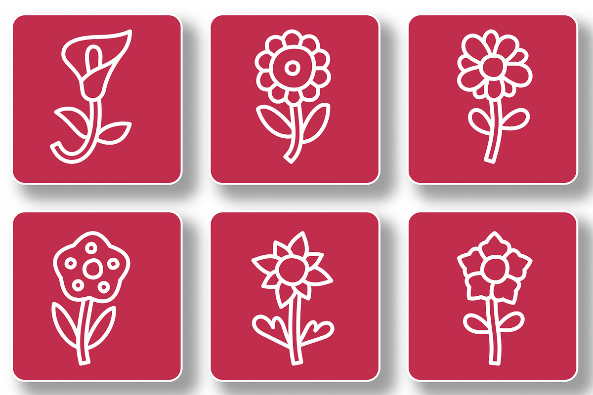 Flowers Outline Icon Pack, an Outline Icon by Tekuni (Photo 3 of 12)