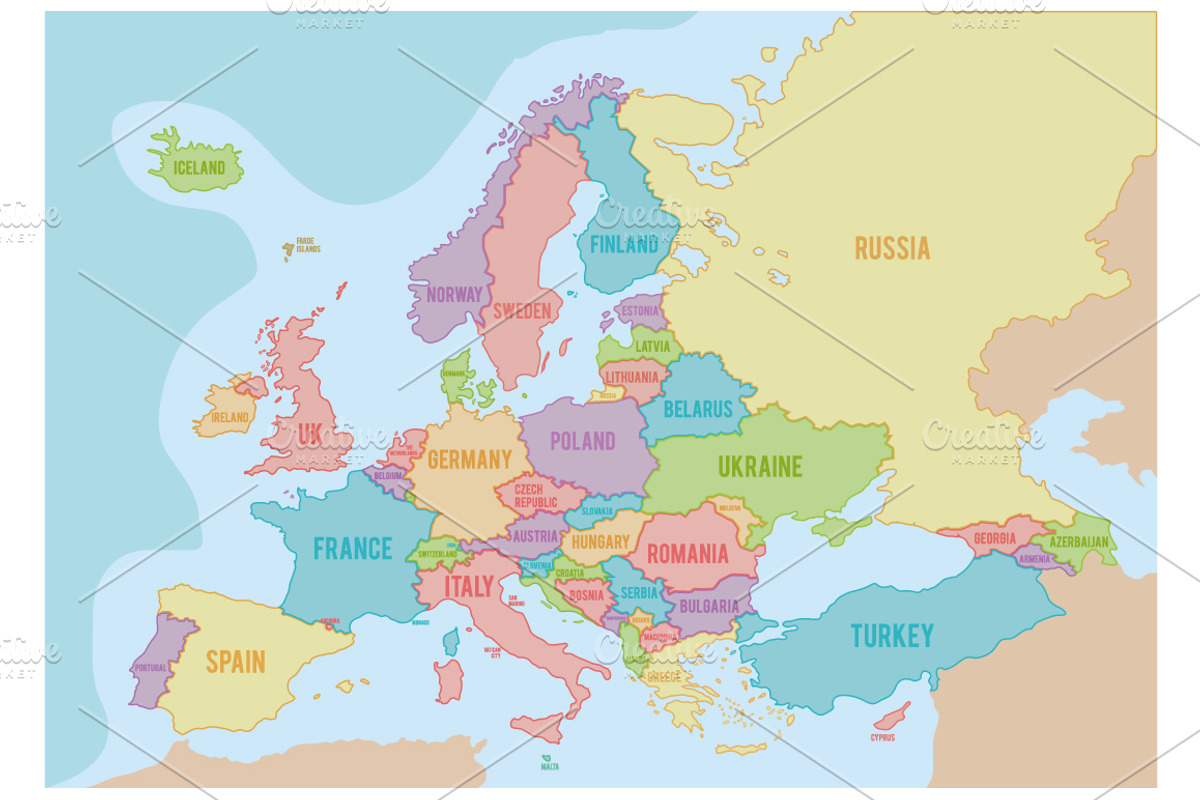 3x Colorful Europe Maps, an Education Illustration by asantosg (Photo 1 of 4)